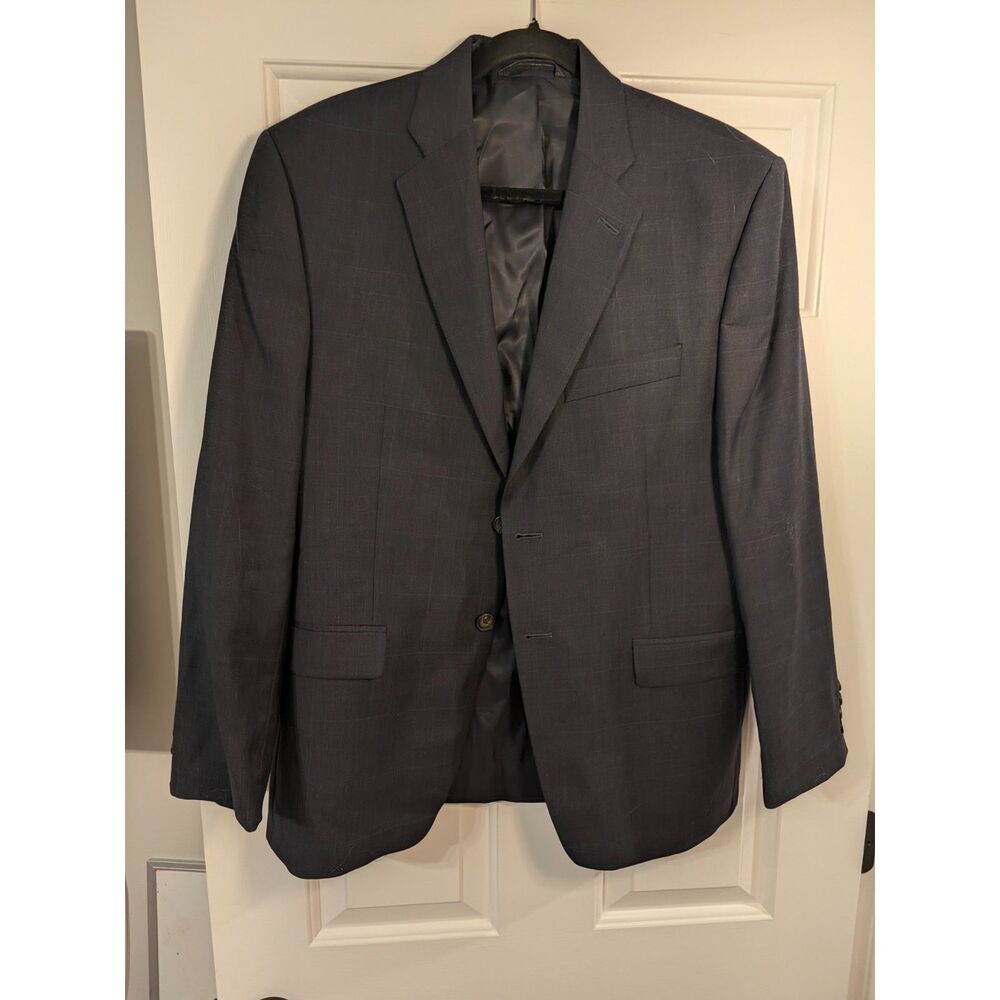 Lauren Ralph Lauren 100% Wool Sport Coat 40S Charcoal Windowpane Made in Canada